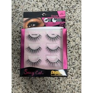 EBIN NEW YORK False Eyelashes 3 Pair Leo Sexy Cat 3D Demi Style Black